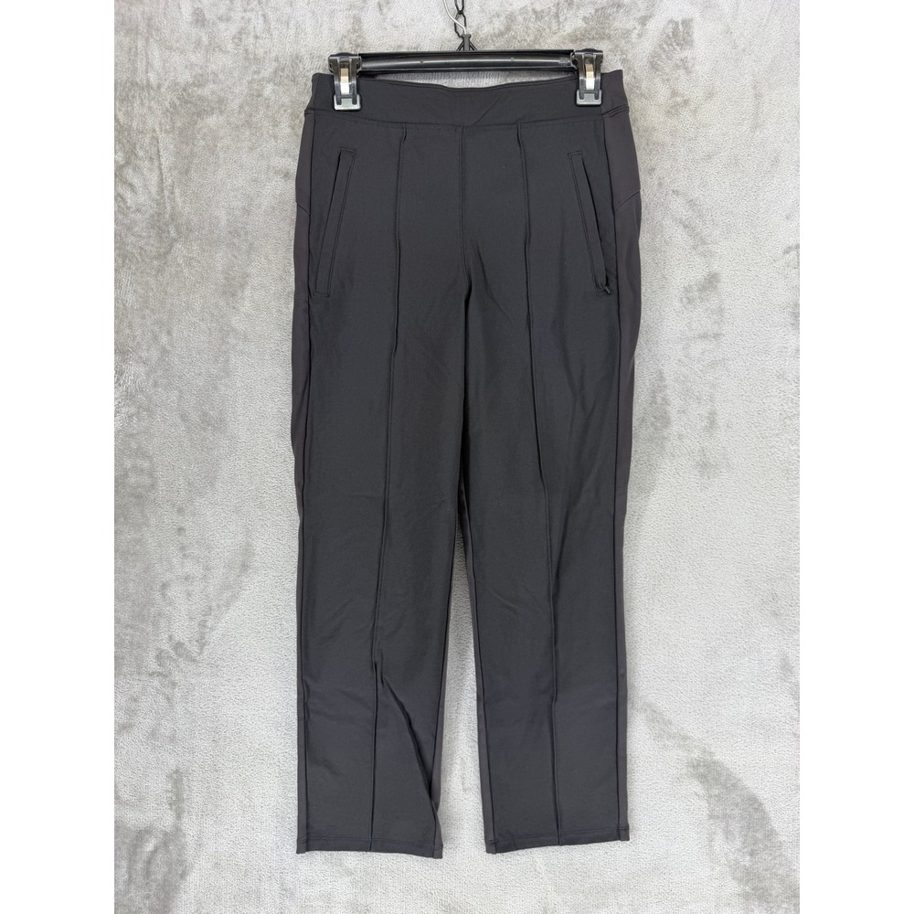 Athleta Headliner Straight Leg Pants Black High Rise Zip Pocket 467186 Womens 4